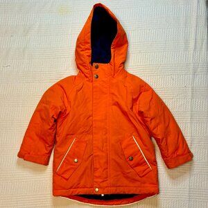 Hanna Andersson Orange Winter Parka Coat Water Repellent Heavy Duty Hood Size 4